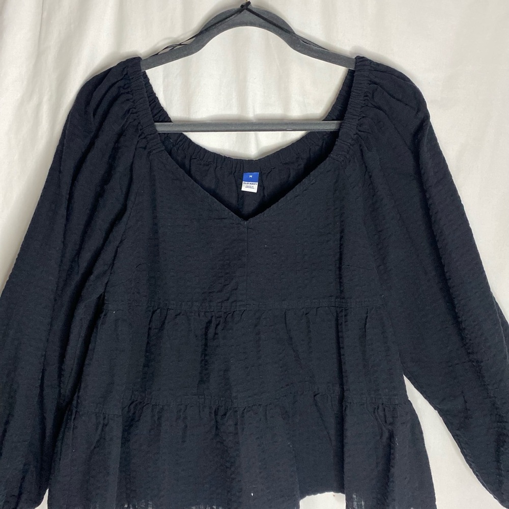 Old Navy Black Textured Blouse
